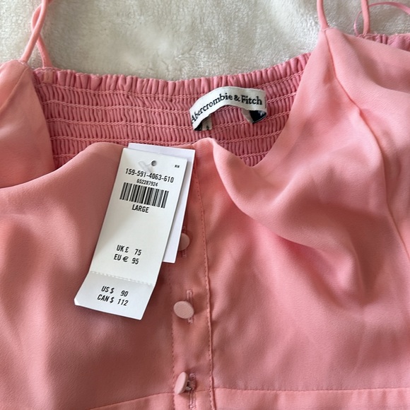 NWT-Abercrombie Coral Button Corset Detail Maxi W/ Tie Straps Size Large - Picture 3 of 5